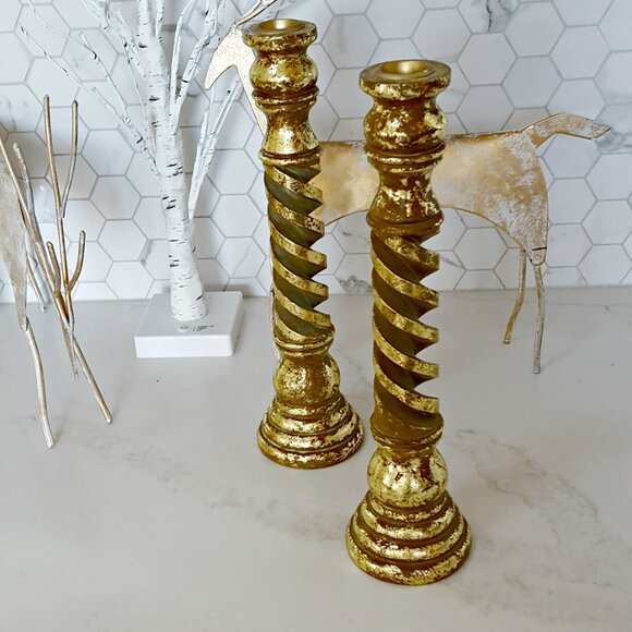 NEW! EXQUISITE Twisted SOLID TALL CANDLESTICKS Holders - Picture 4 of 4